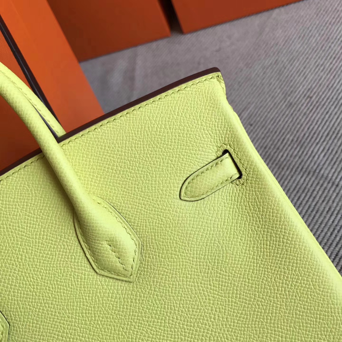 Lovely Hermes 9R Lemon Yellow Epsom Leather Birkin Bag25cm
