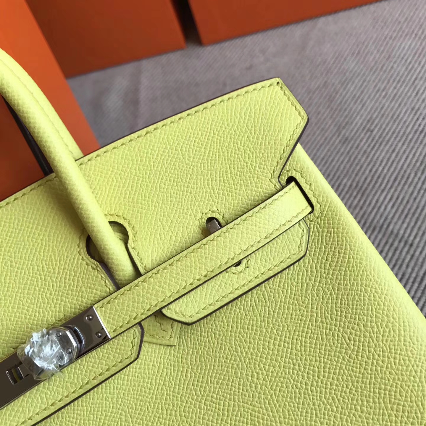 Lovely Hermes 9R Lemon Yellow Epsom Leather Birkin Bag25cm