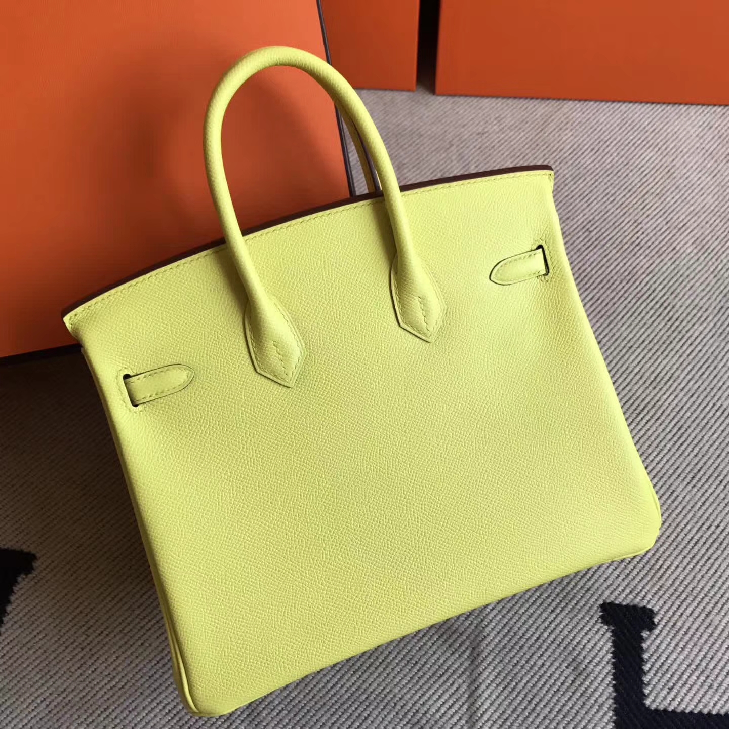 Lovely Hermes 9R Lemon Yellow Epsom Leather Birkin Bag25cm