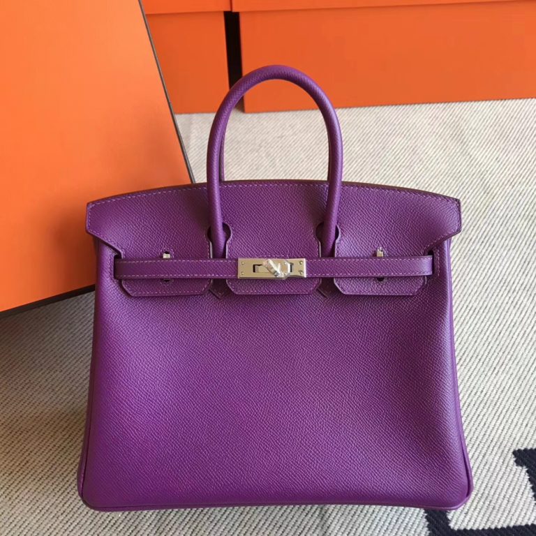Hermes P9 Anemone Purple Epsom Leather Birkin Tote Bag 25cm