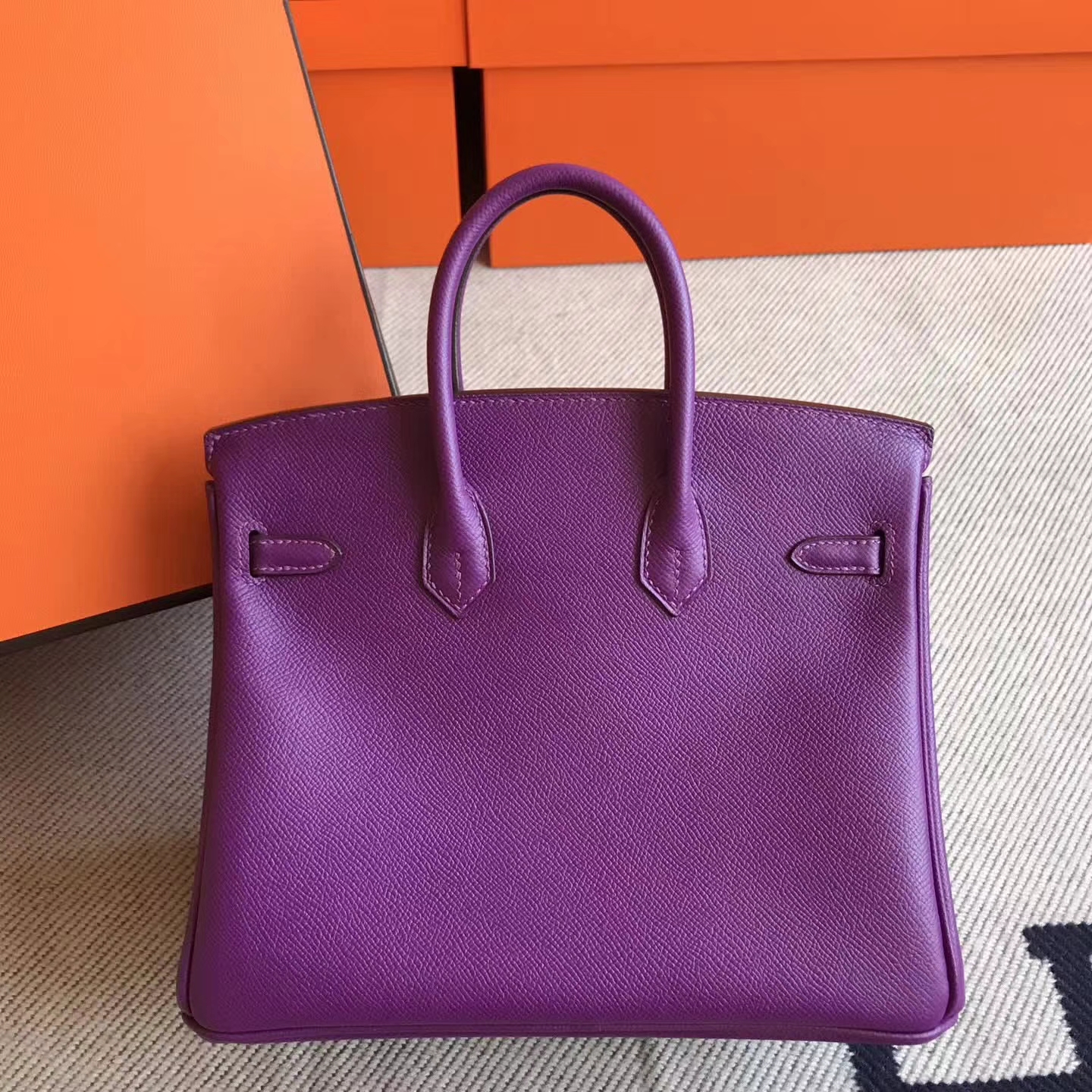 Noble Hermes P9 Anemone Purple Epsom Leather Birkin Tote Bag25cm