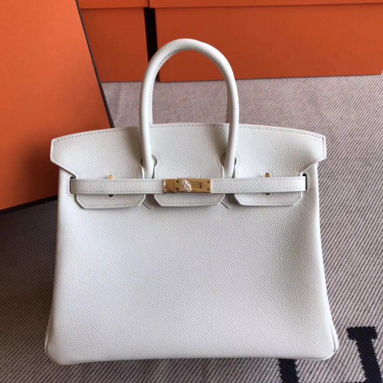 High Quality Hermes 01 Pure White Epsom Leather Birkin 25cm Bag