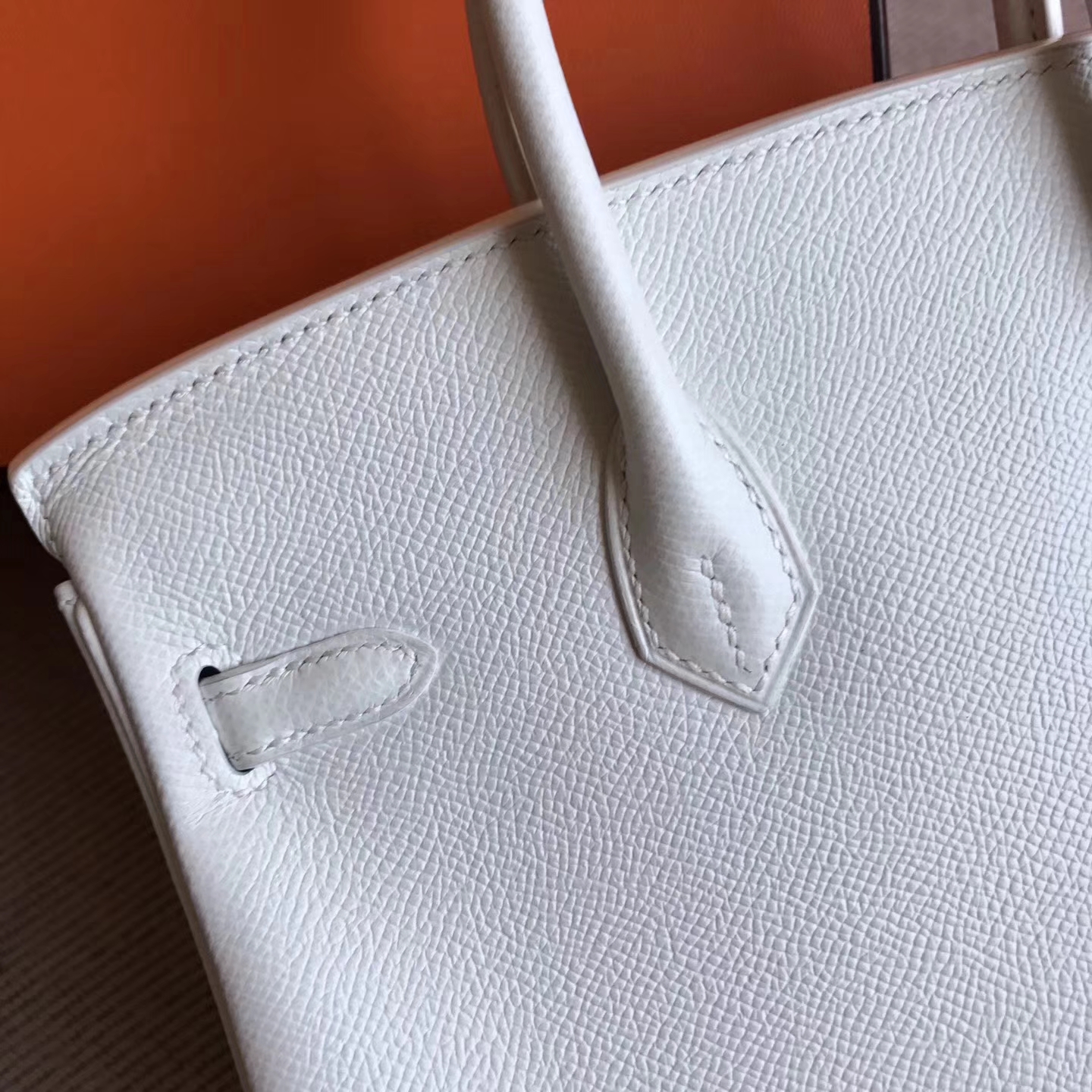 High Quality Hermes 01 Pure White Epsom Leather Birkin25cm Bag