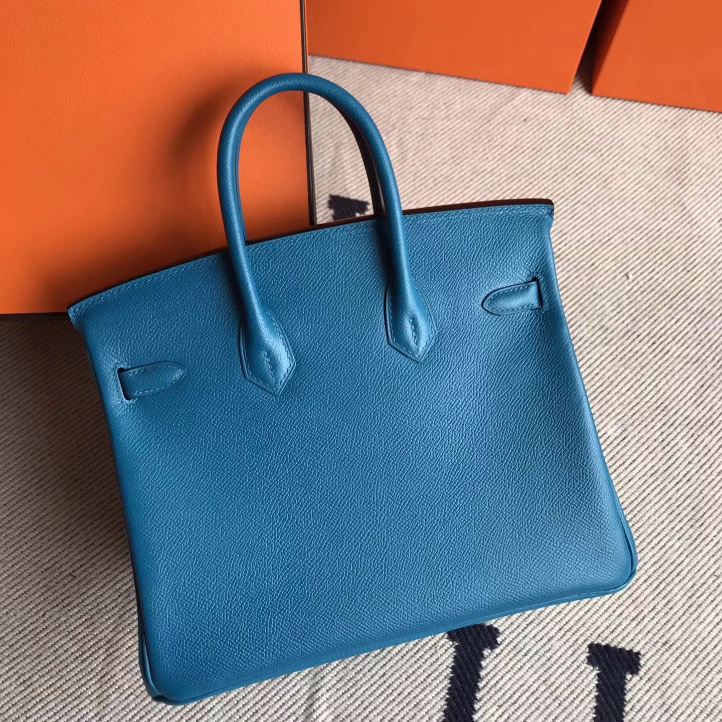 On Sale Hermes Birkin Bag25cm in Blue Izmir Epsom Leather Silver Hardware