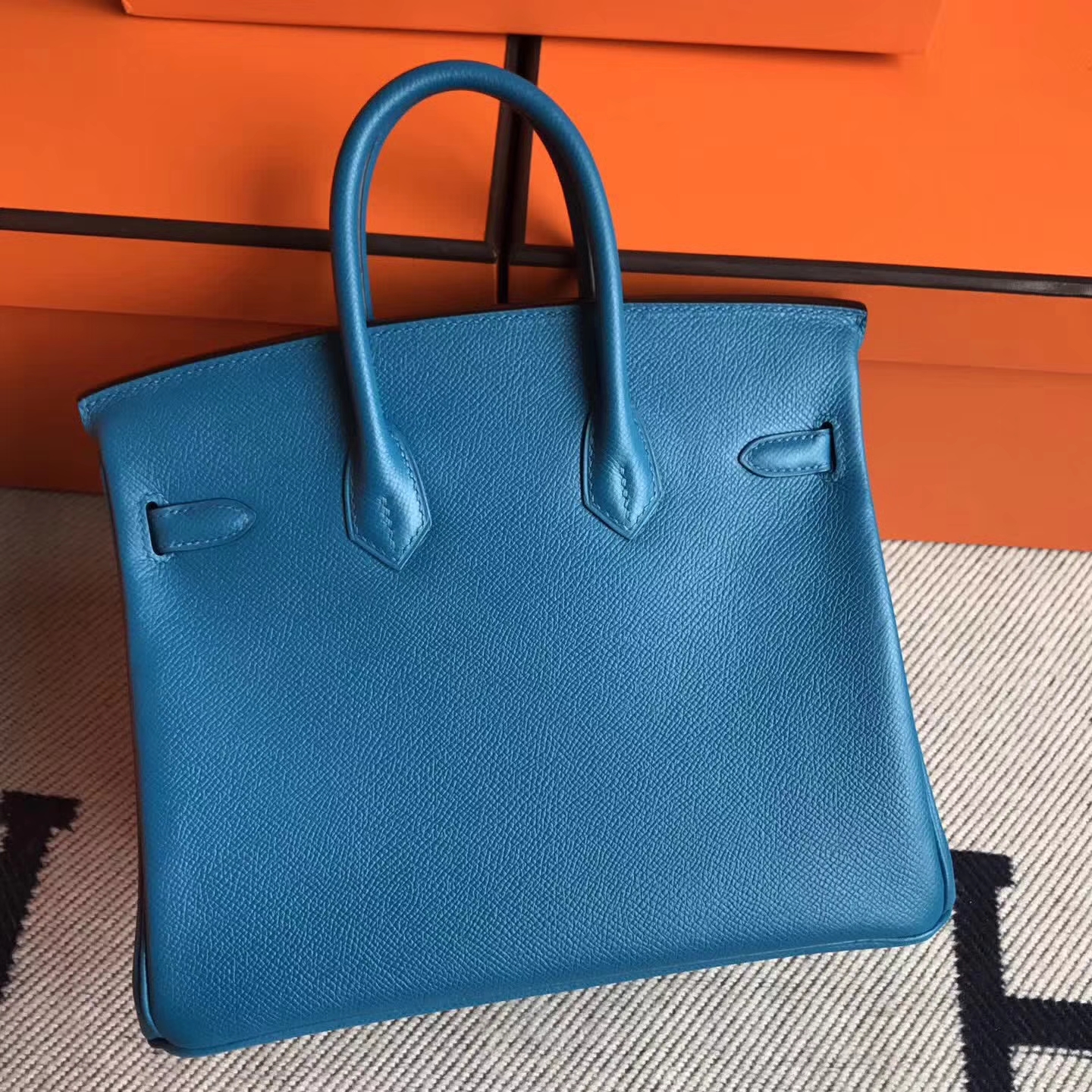 On Sale Hermes Birkin Bag25cm in Blue Izmir Epsom Leather Silver Hardware