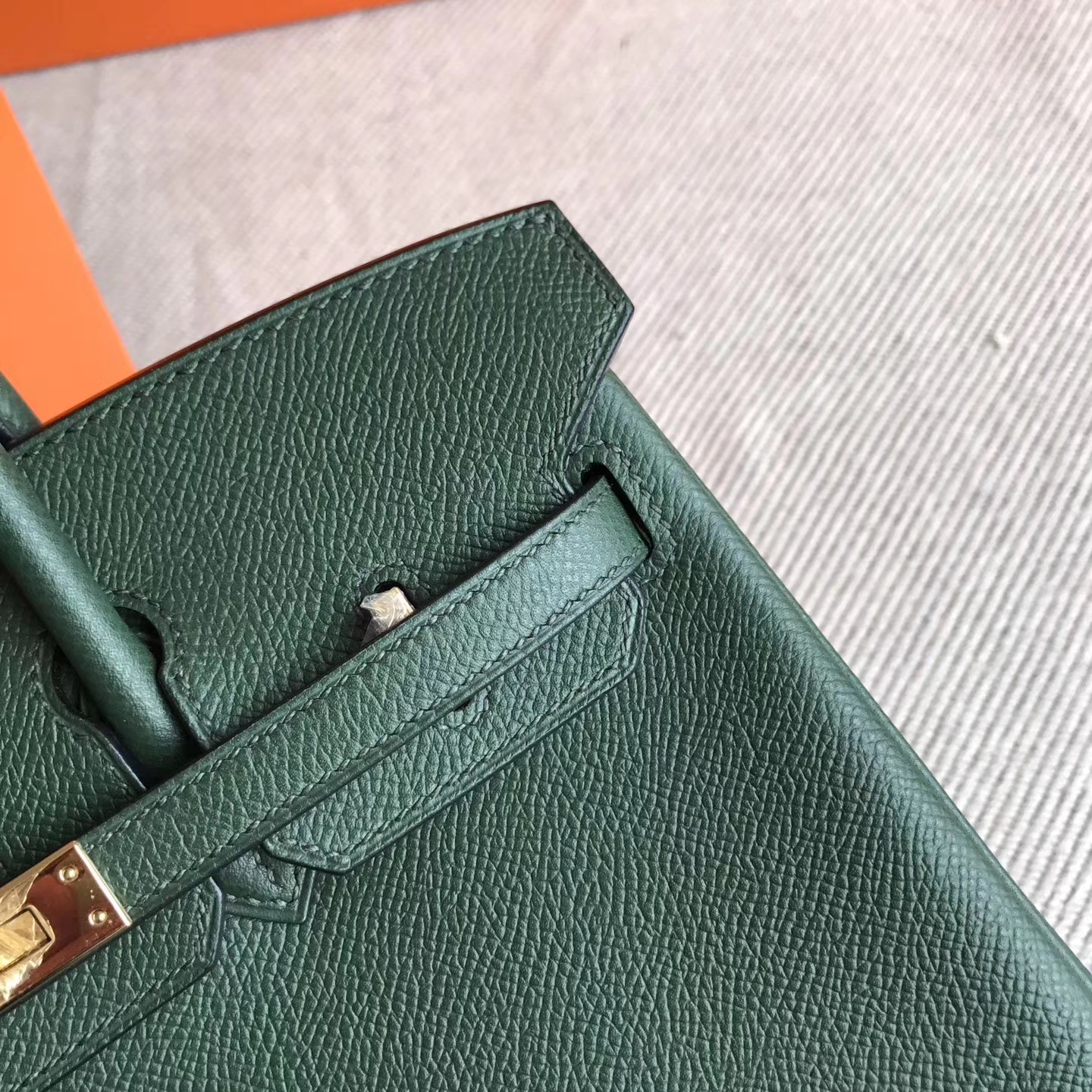 Hermes 2Q English Green Epsom Leather Birkin25cm Handbag Gold Hardware