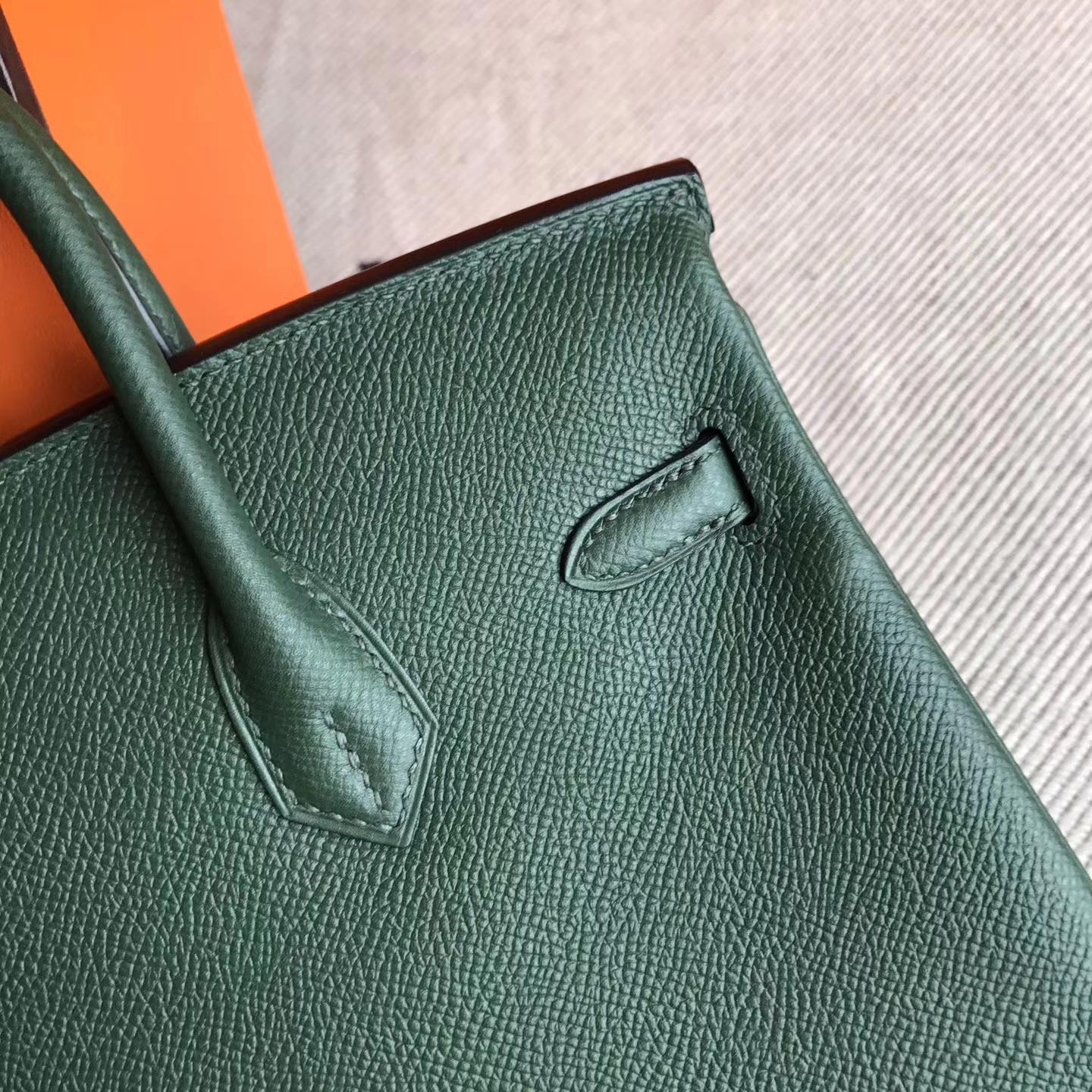 Hermes 2Q English Green Epsom Leather Birkin25cm Handbag Gold Hardware