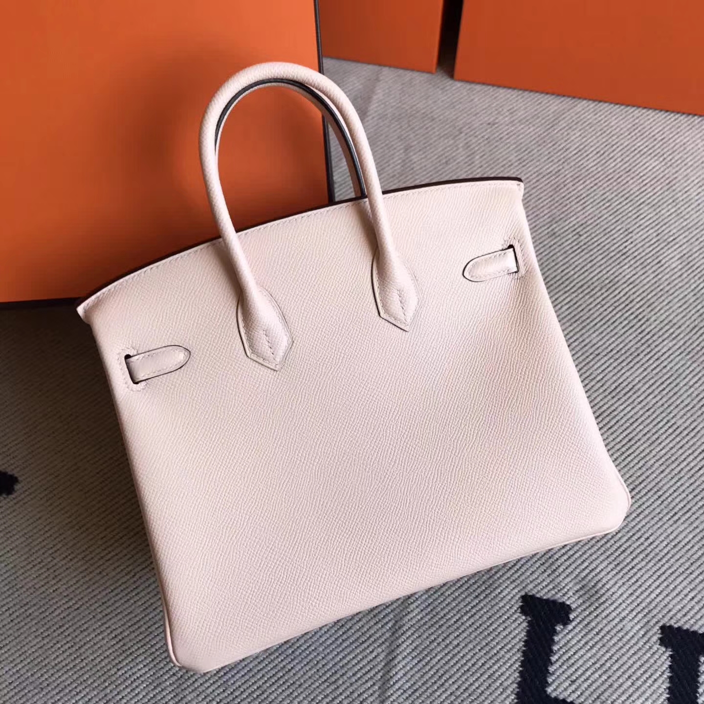 Discount Hermes P1 Rose Elglantine Epsom Leather Birkin25cm Tote Bag