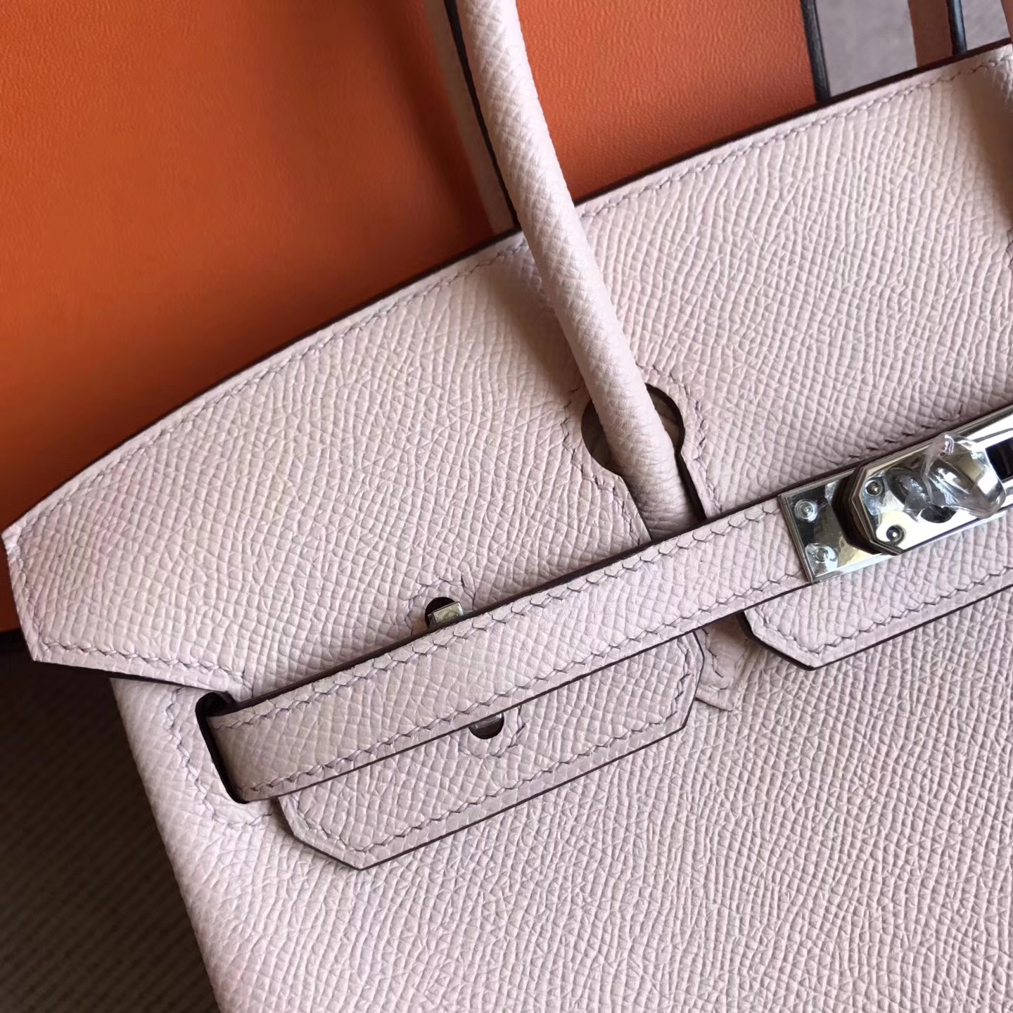 Discount Hermes P1 Rose Elglantine Epsom Leather Birkin25cm Tote Bag