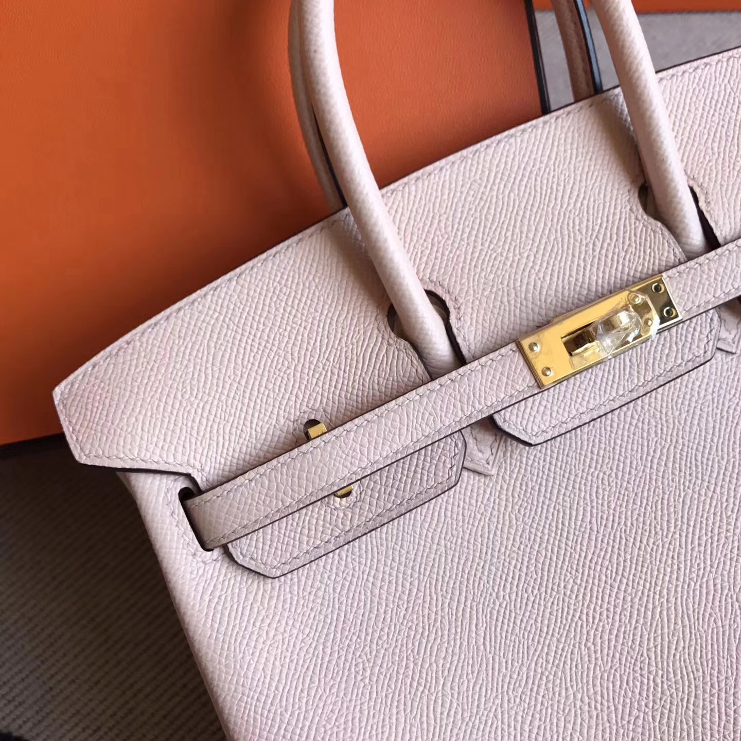 Hand Stitching Hermes Epsom Leather Birkin Bag25cm Gold Hardware