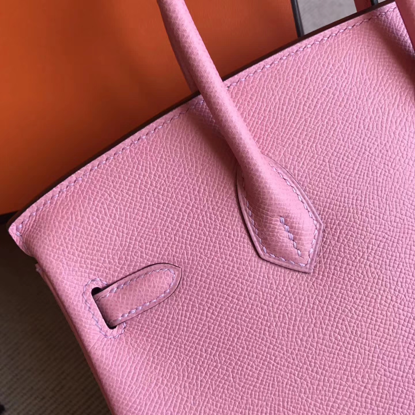 Beautiful Hermes 1Q Rose Confetti Epsom Leather Birkin25cm Bag Gold Hardware