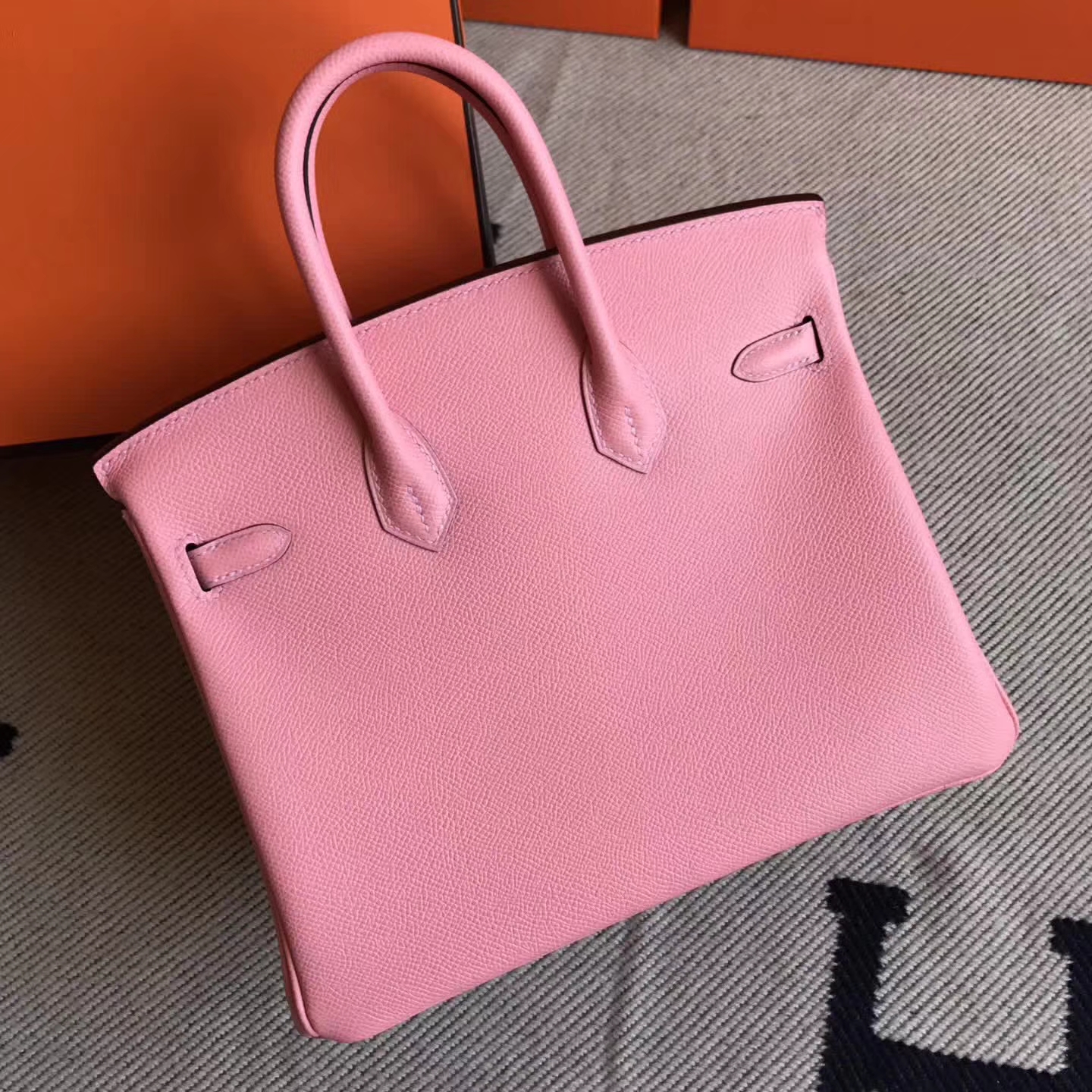 Beautiful Hermes 1Q Rose Confetti Epsom Leather Birkin25cm Bag Gold Hardware