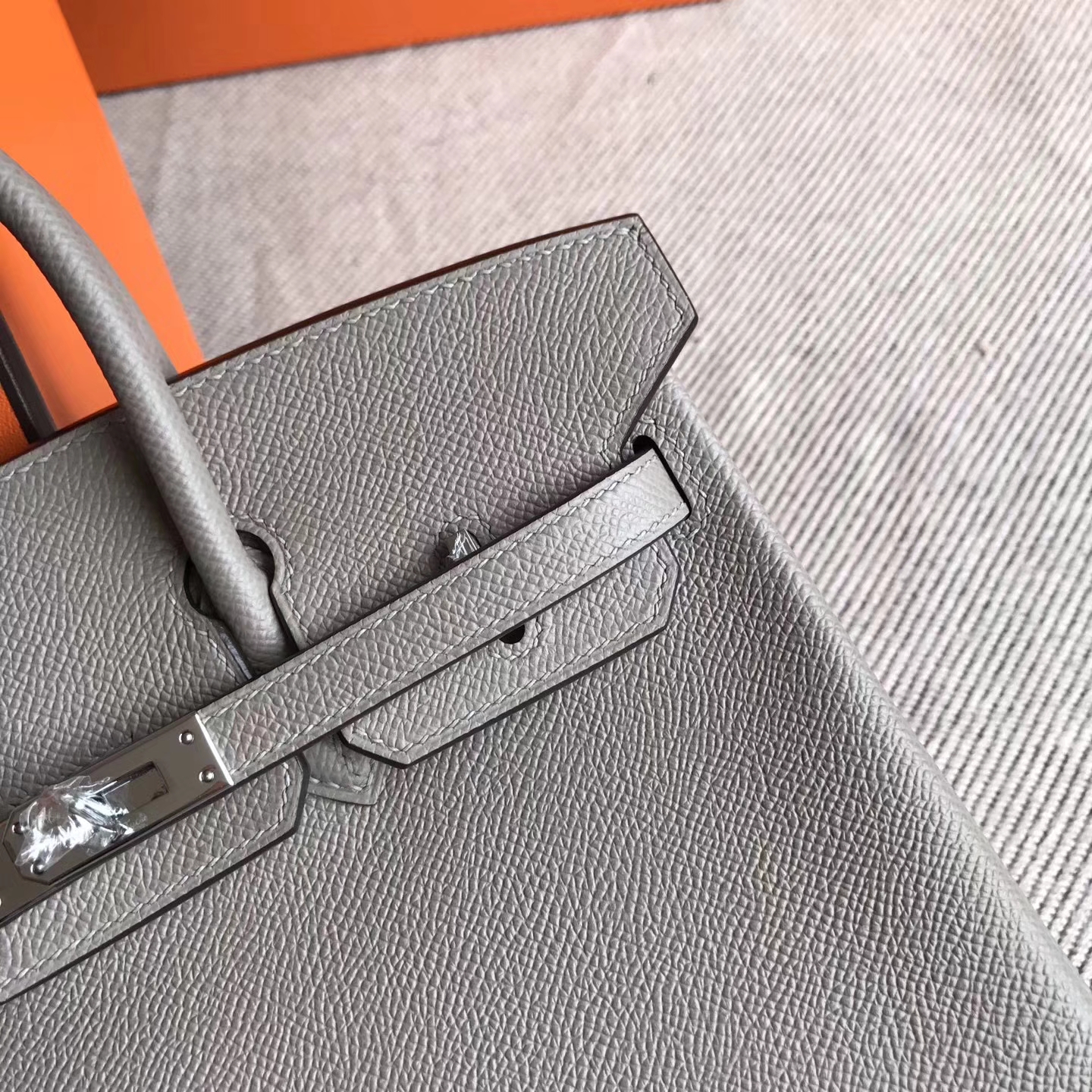 Discount Hermes M8 Pitch Grey Epsom Leather Birkin25cm Tote Bag Silver Hardware