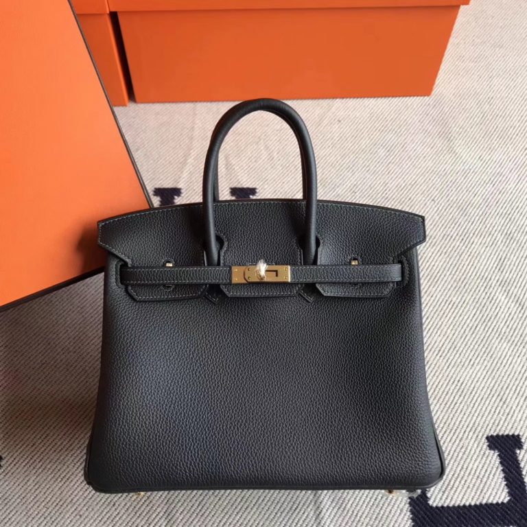 Hermes Ck88 Graphite Grey Togo Leather Birkin 25cm Bag Gold Hardware