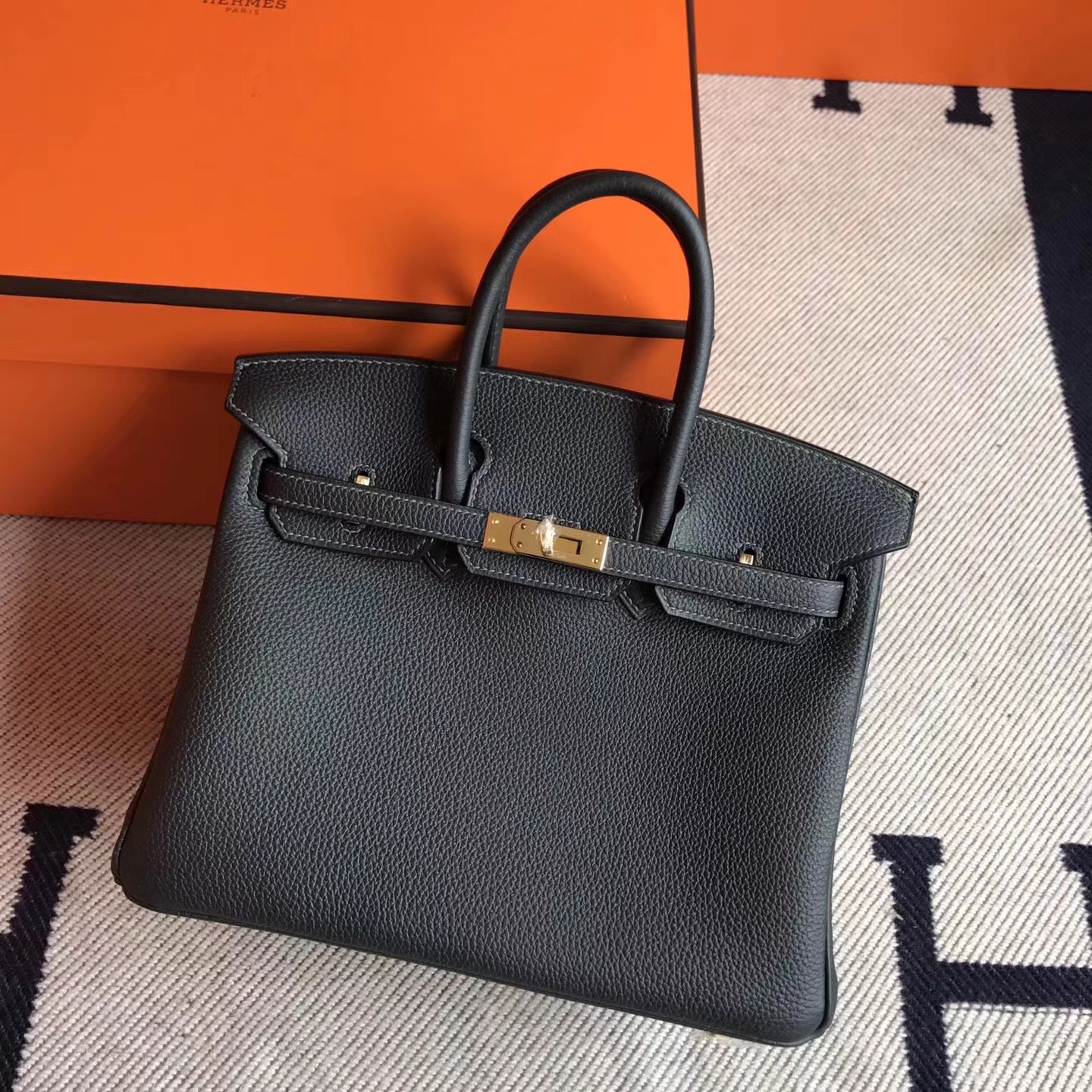 Hermes Ck88 Graphite Grey Togo Leather Birkin25cm Bag Gold Hardware