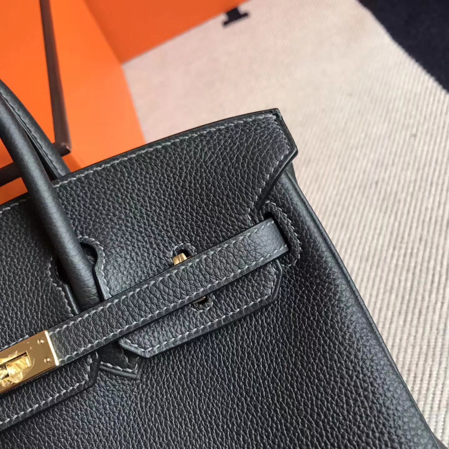 Hermes Ck88 Graphite Grey Togo Leather Birkin25cm Bag Gold Hardware