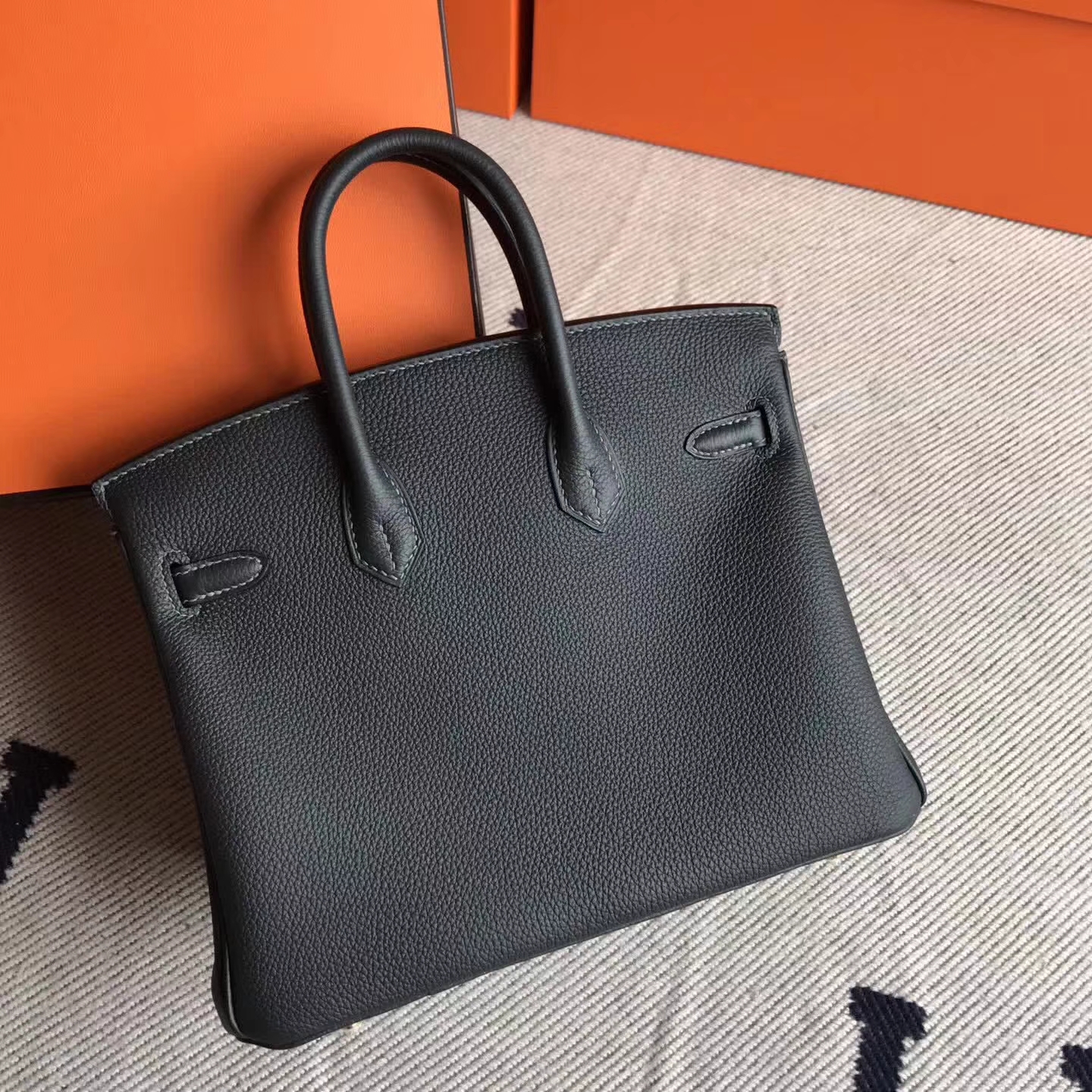 Hermes Ck88 Graphite Grey Togo Leather Birkin25cm Bag Gold Hardware