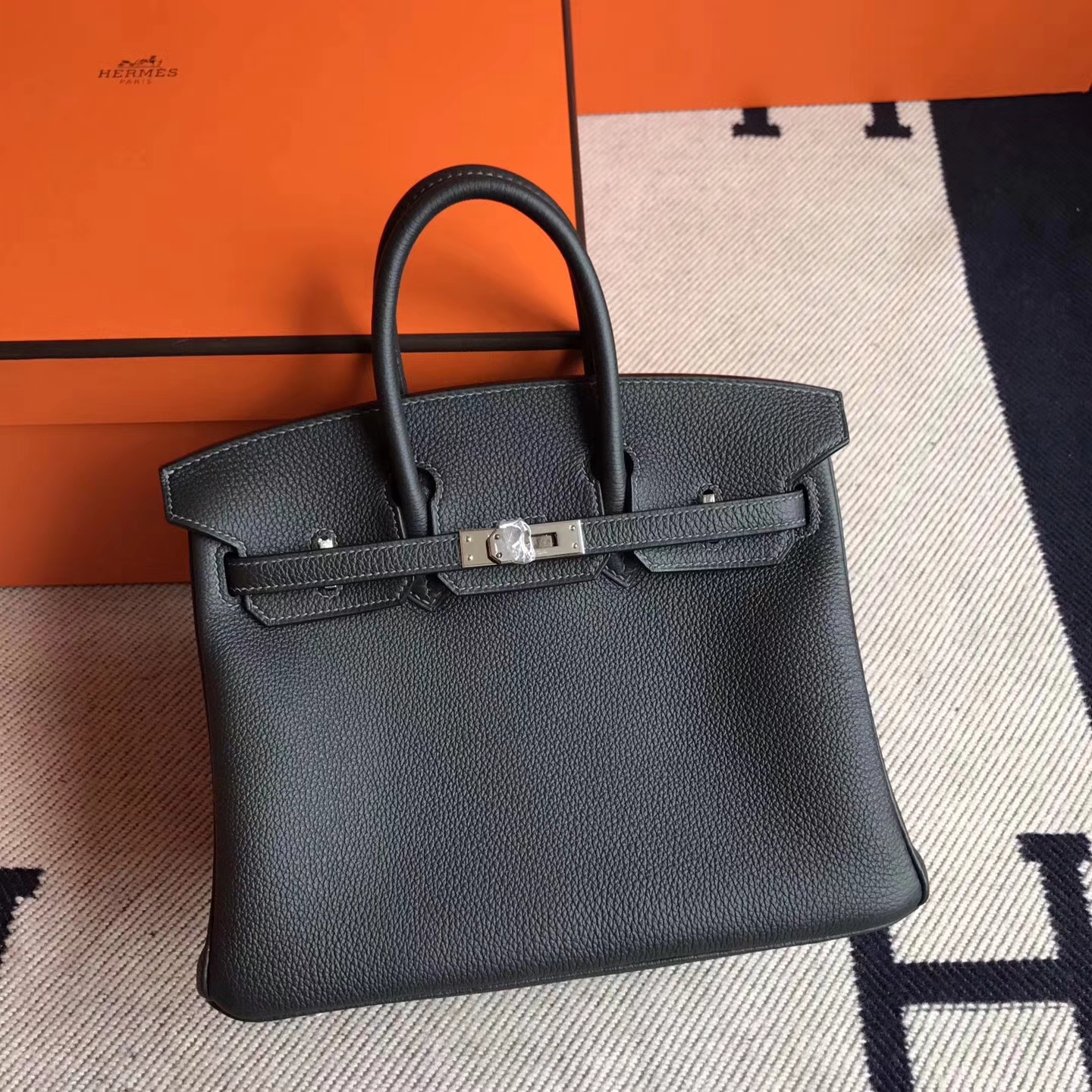 Sale Hermes Birkin Bag25cm in Ck88 Graphite Grey Togo Leather Silver Hardware