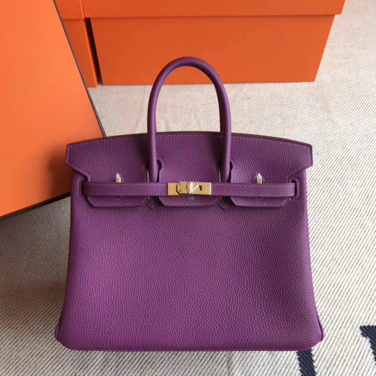 Hermes P9 Amenone Purple Togo Leather Birkin 25cm Bag