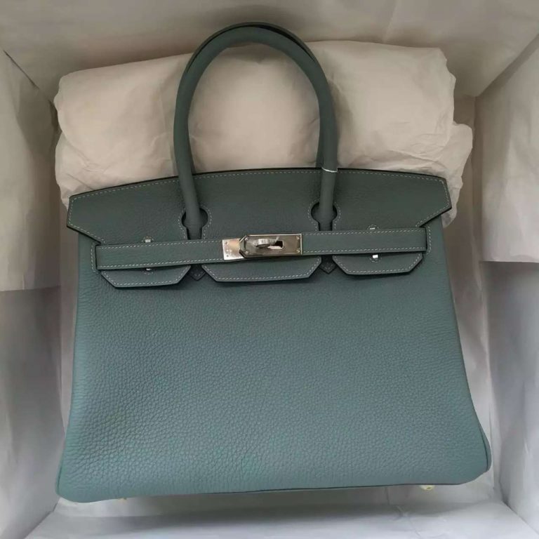 Hermes Birkin Bag Blue Lin Togo Leather Ladies Tote Bag  30cm