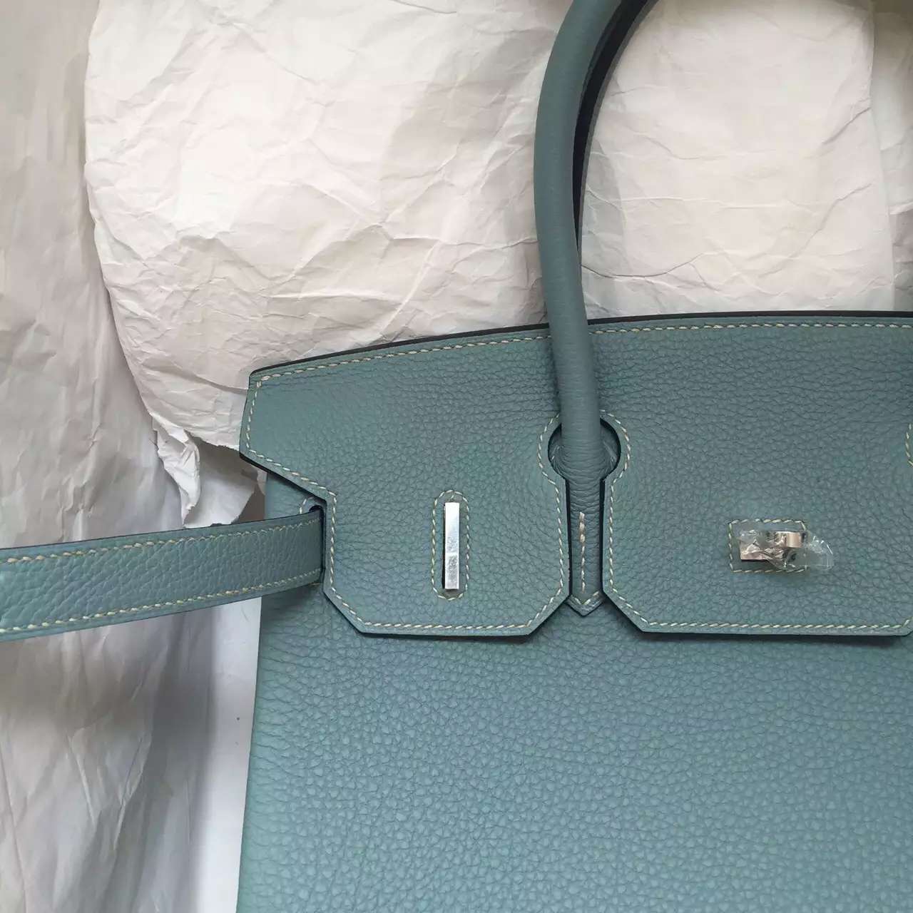 Wholesale Hermes Birkin Bag New Blue Lin Togo Leather Ladies&#8217; Tote Bag 30cm
