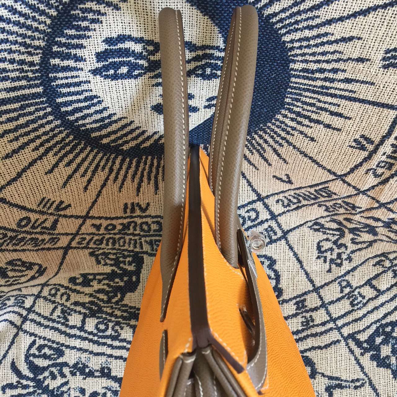 Cheap Hermes Birkin 30CM 9V Sun Yellow &#038; Etoupe Grey Epsom Leather Ladies&#8217; Tote Bag