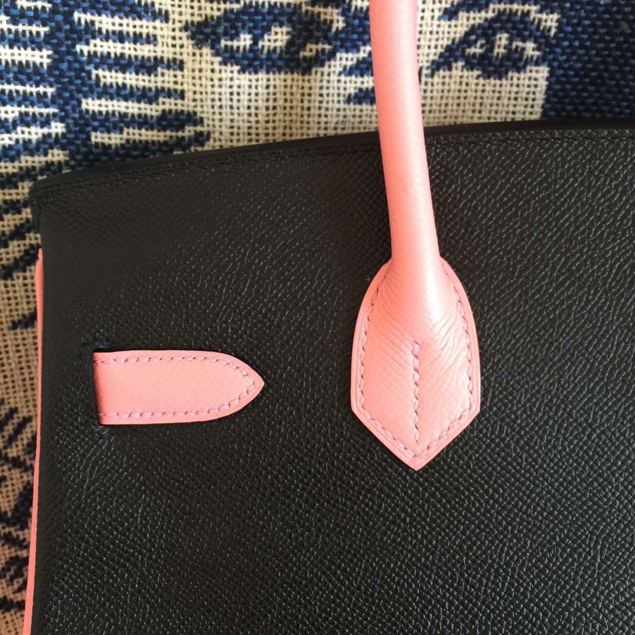 Online Store Hermes Epsom Leather Color-blocking Birkin Bag 30CM Women&#8217;s Tote Bag