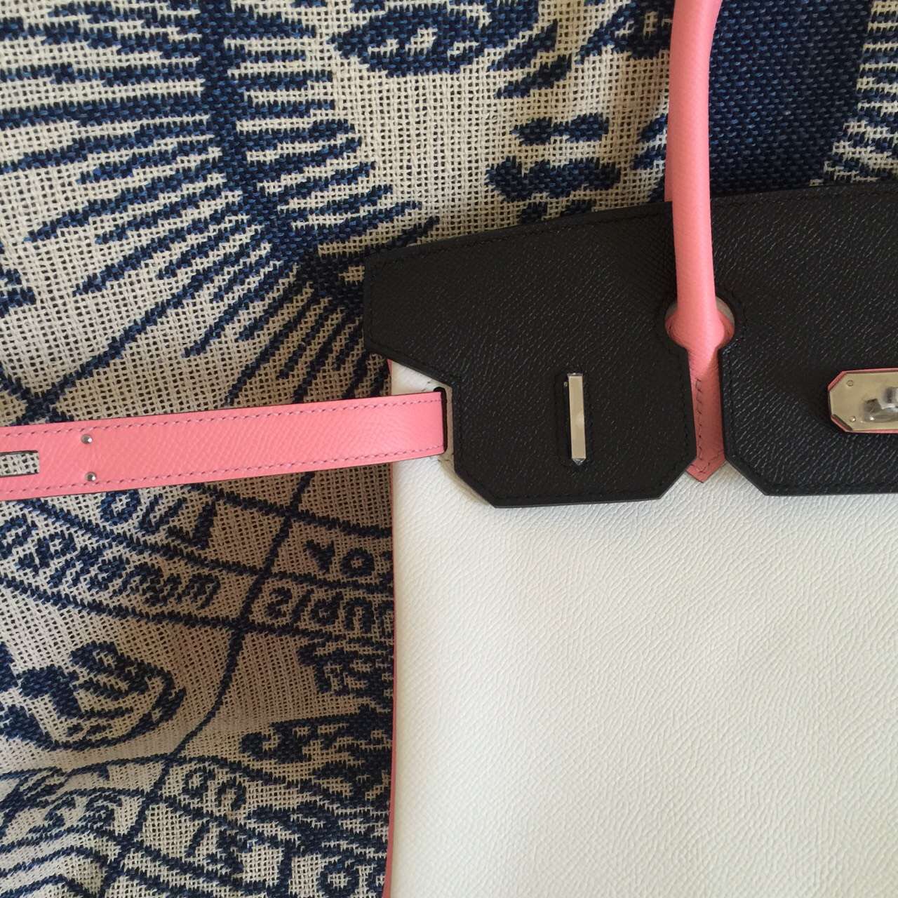 Online Store Hermes Epsom Leather Color-blocking Birkin Bag 30CM Women’s Tote Bag