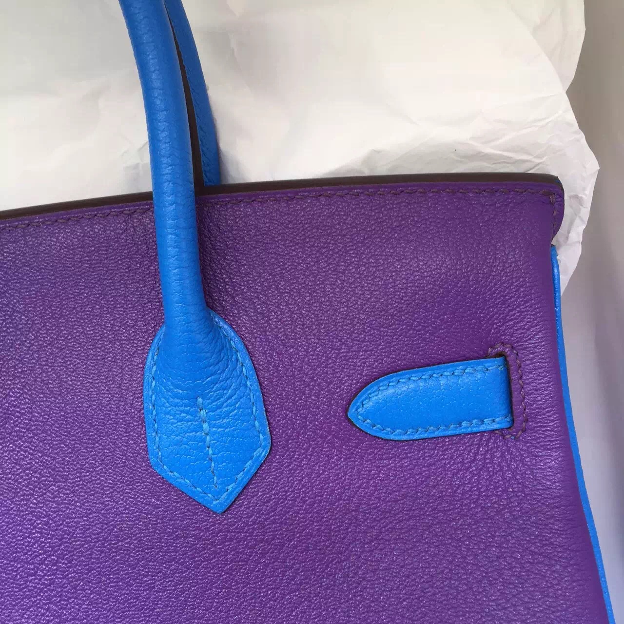 Wholesale Hermes Three Colors Chevre Leather Birkin Bag 30CM Luxury Women&#8217;s Handbag