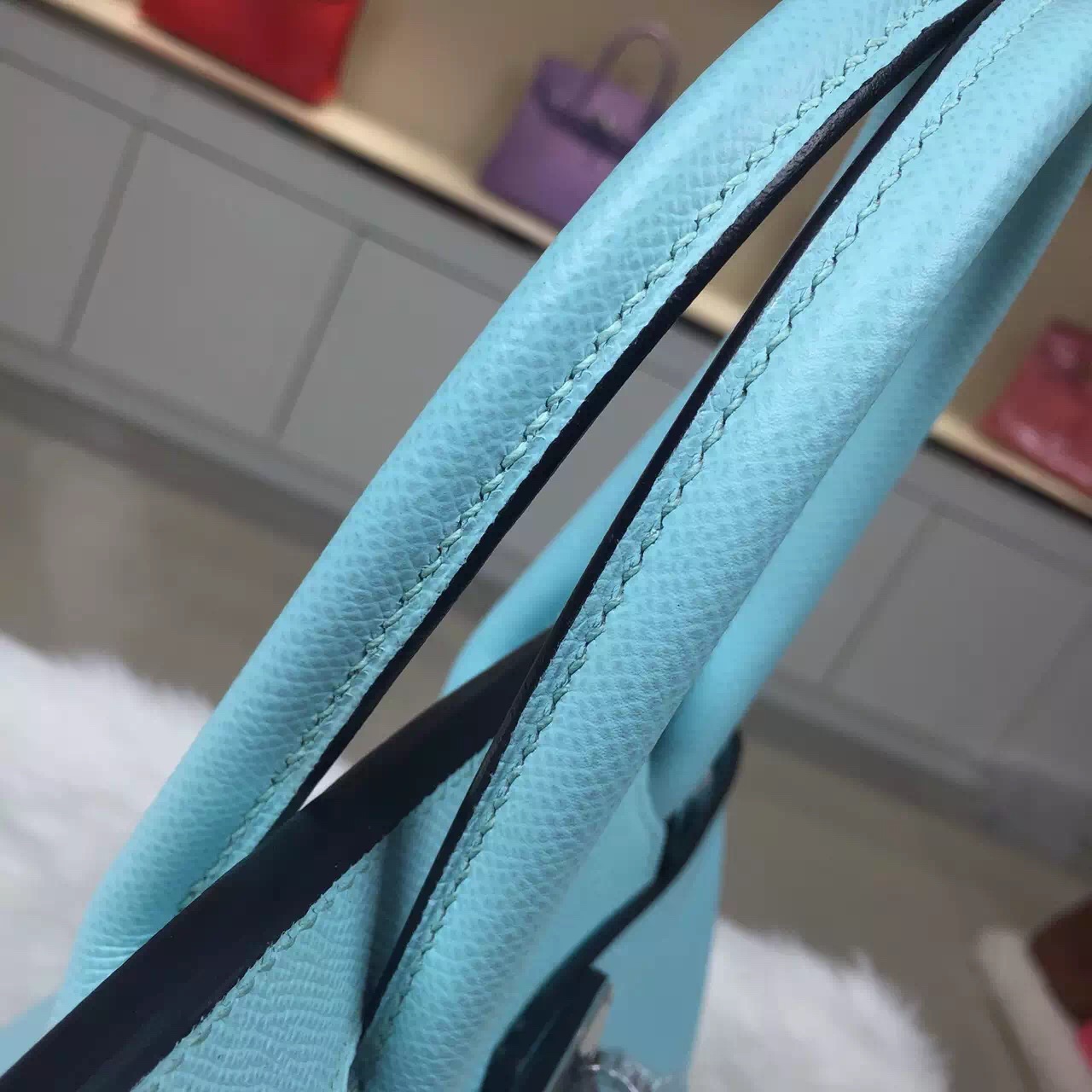 Wholesale Hermes Original Epsom Leather Birkin Bag 30CM in 3P Lagon Blue