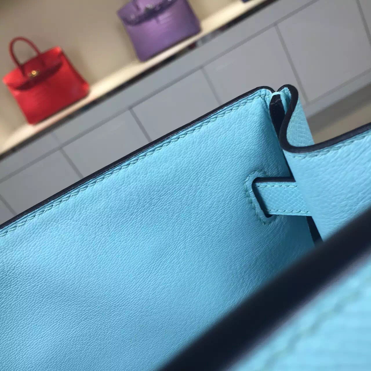 Wholesale Hermes Original Epsom Leather Birkin Bag 30CM in 3P Lagon Blue