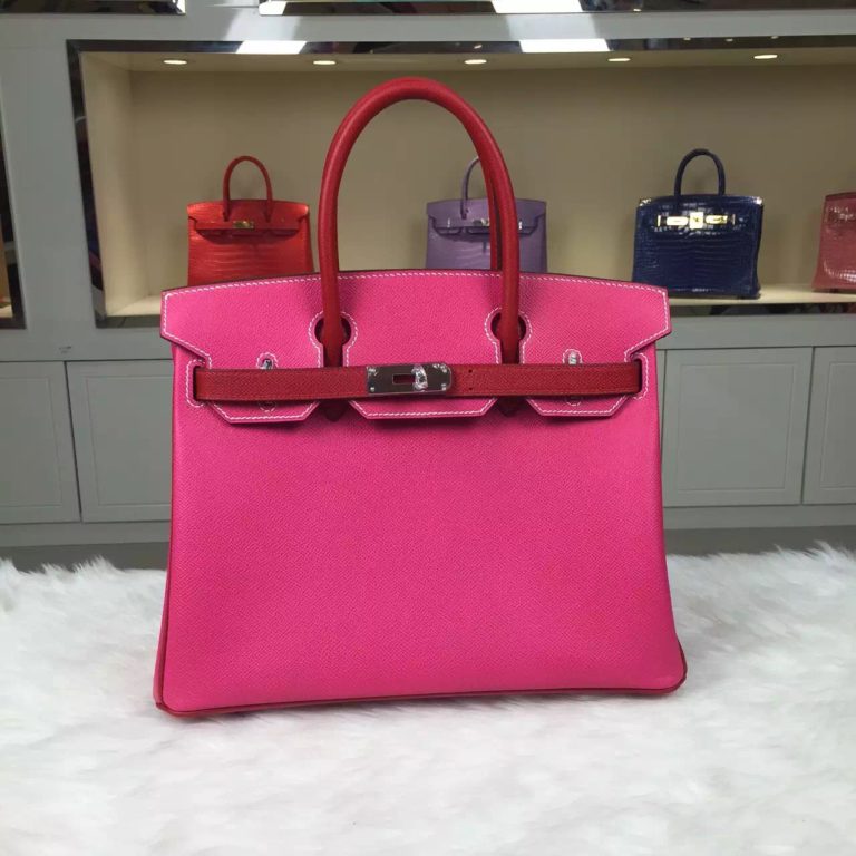 Hermes E5 Candy Pink & Q5 Chinese Red Two-tone Color Birkin  30CM