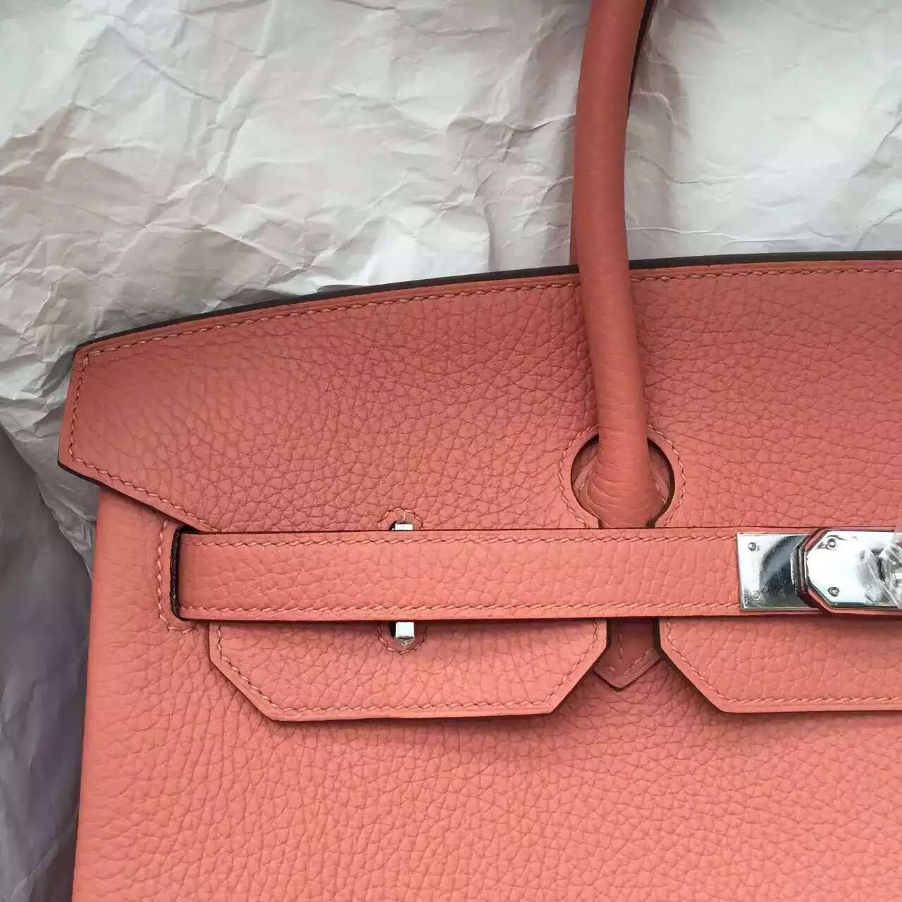Cheap Hermes 3L Rose Tea Togo Calfskin Leather Birkin Bag 35CM Elegant Ladies&#8217; Handbag