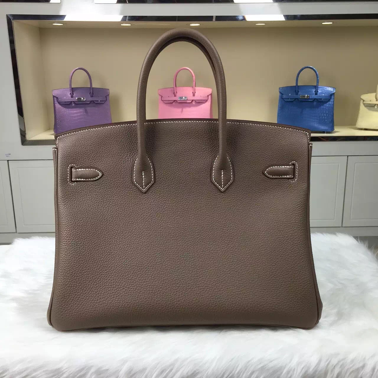 Wholesale Hermes Birkin 35CM CK18 Etoupe Grey Togo Leather Tote Bag