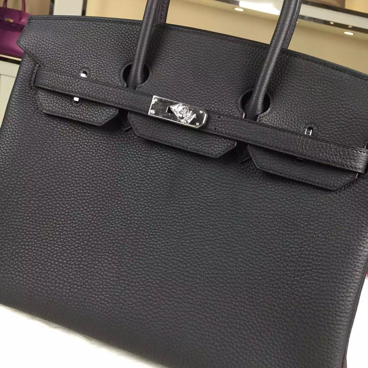 Vip Customized Hermes Birkin Bag 35cm 89 Black Togo Leather Silver Hardware
