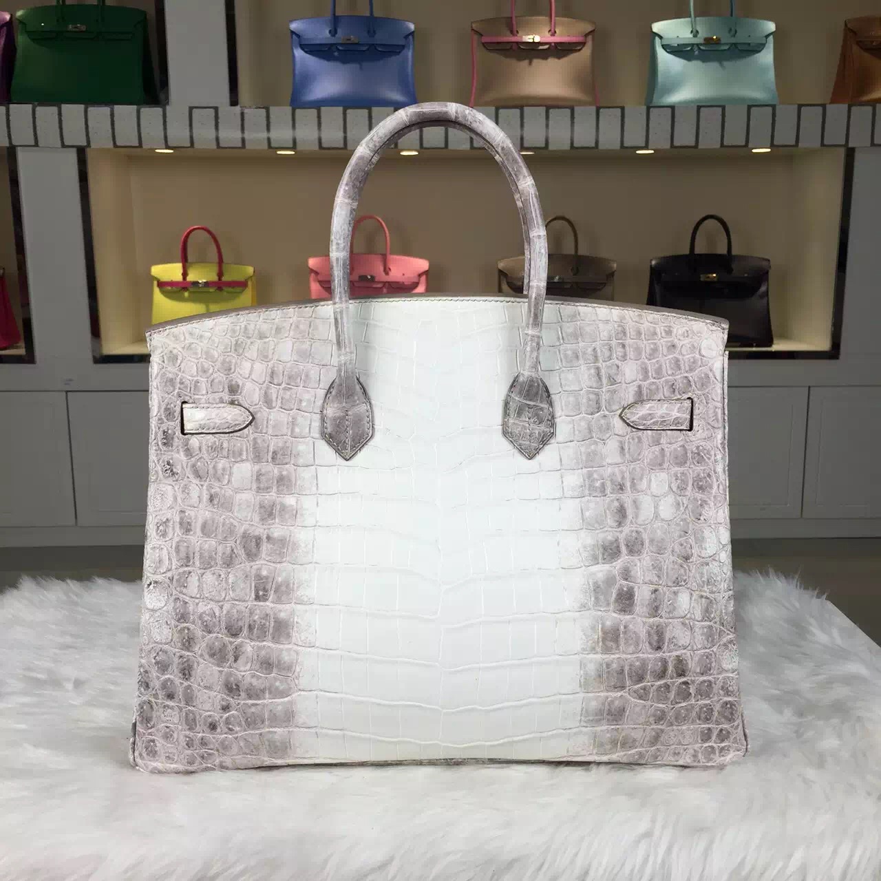 Luxury Ladies&#8217; Handbag Hermes Himalaya HCP Crocodile Leather Birkin35CM