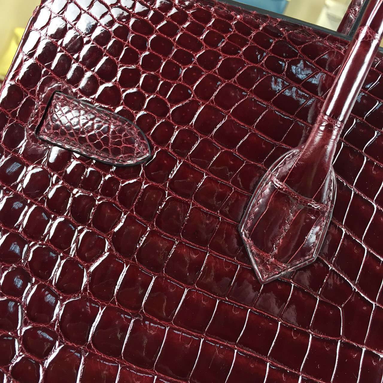 Online Shopping Hermes Birkin Bag35CM Crocodile Shiny Leather CK57 Bordeaux Red