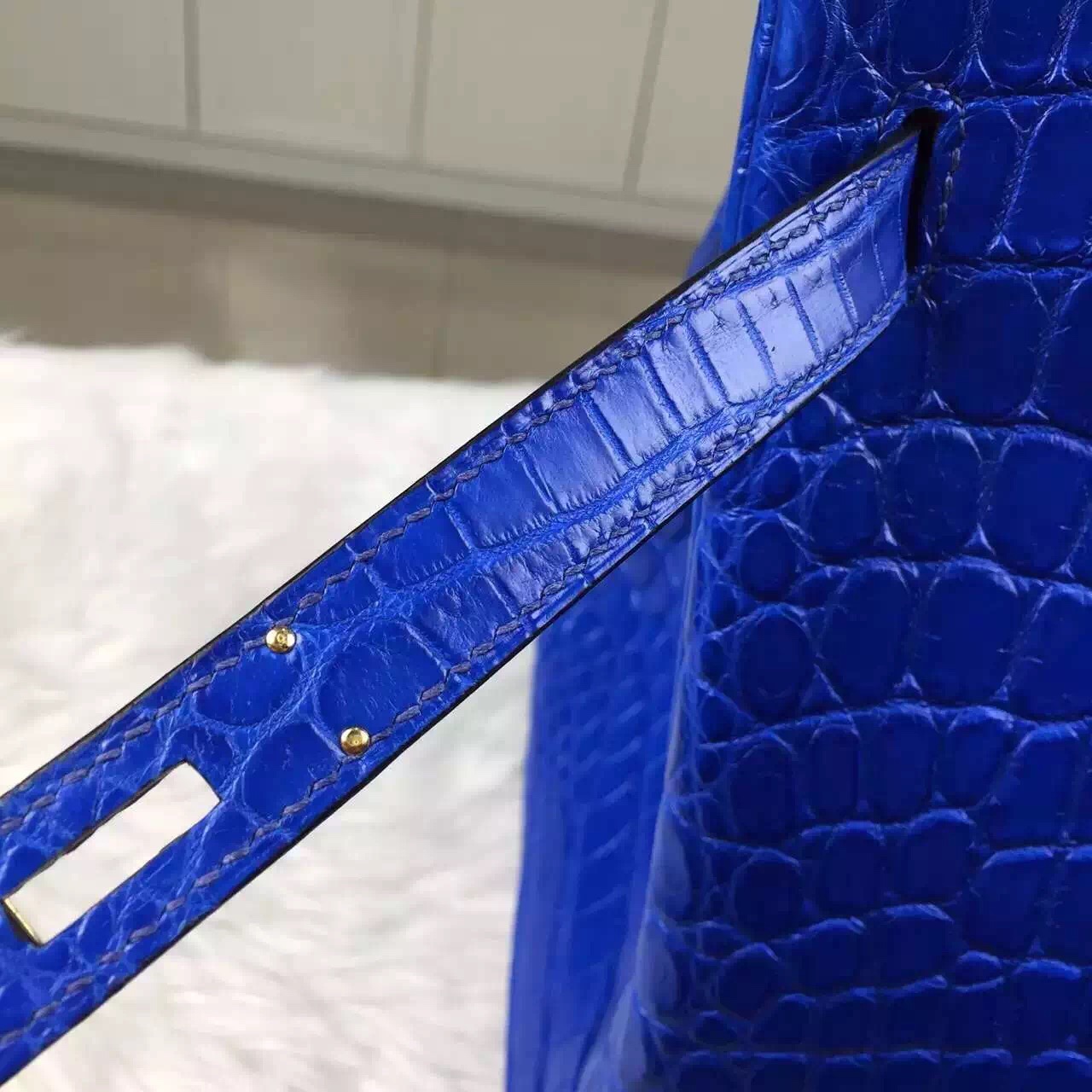 Customized Hermes Crocodile Matt Leather Birkin Bag35cm in 7T Blue Electric