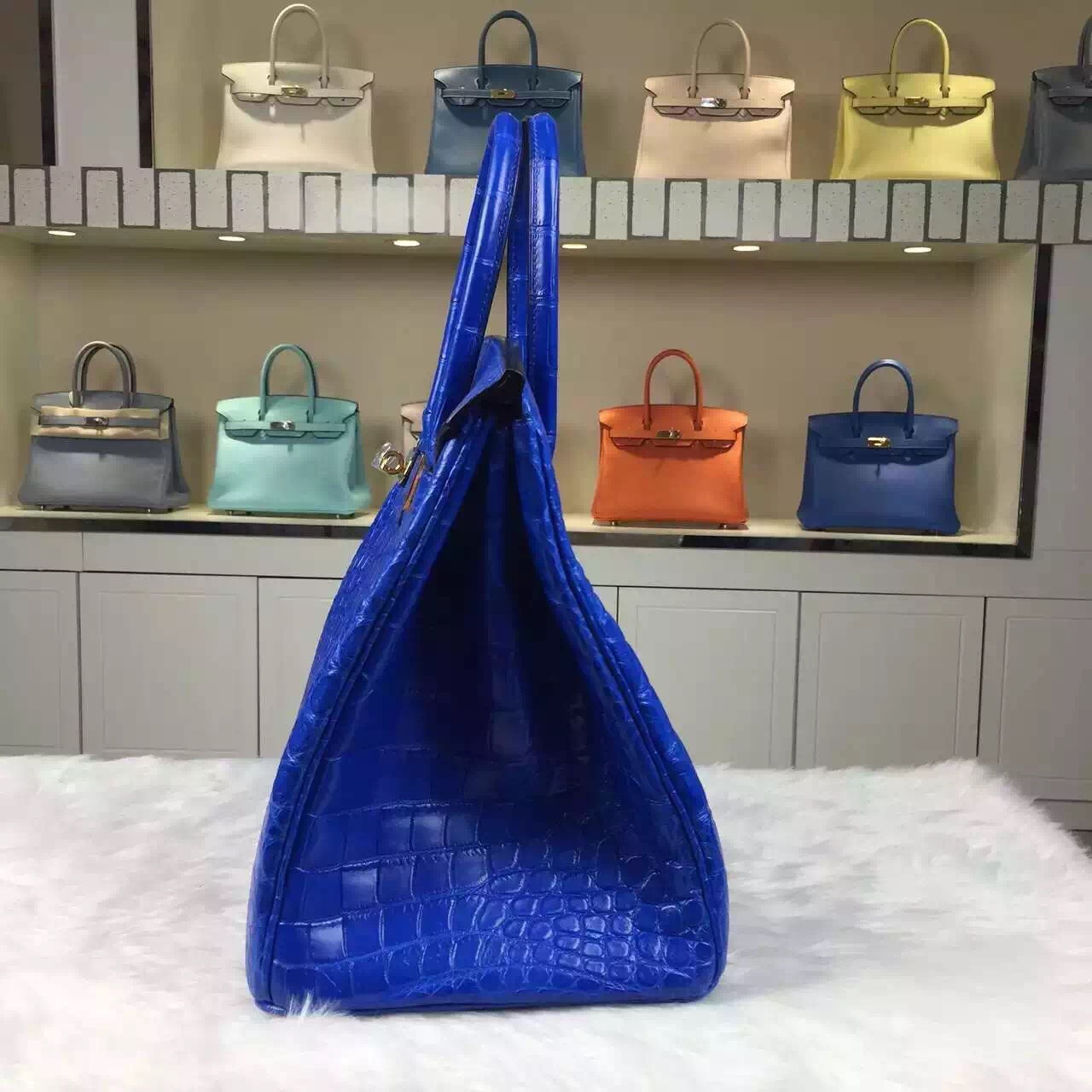 Customized Hermes Crocodile Matt Leather Birkin Bag35cm in 7T Blue Electric