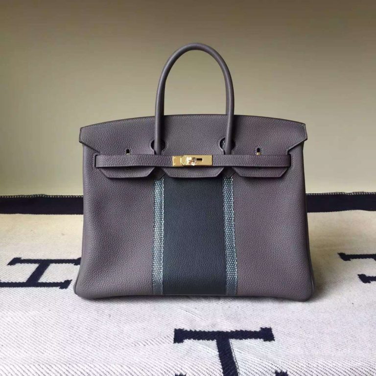 Hermes Birkin Bag  35cm Grey Togo Leather&Lizard Leather