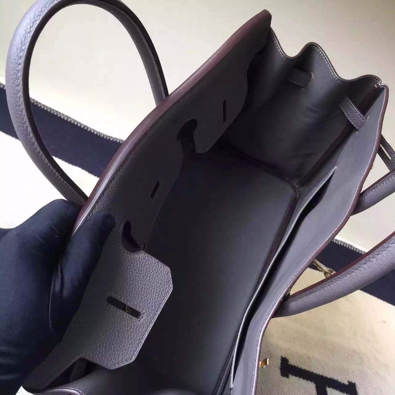 Luxury Hermes Birkin Bag 35cm Grey Togo Leather&#038;Lizard Leather