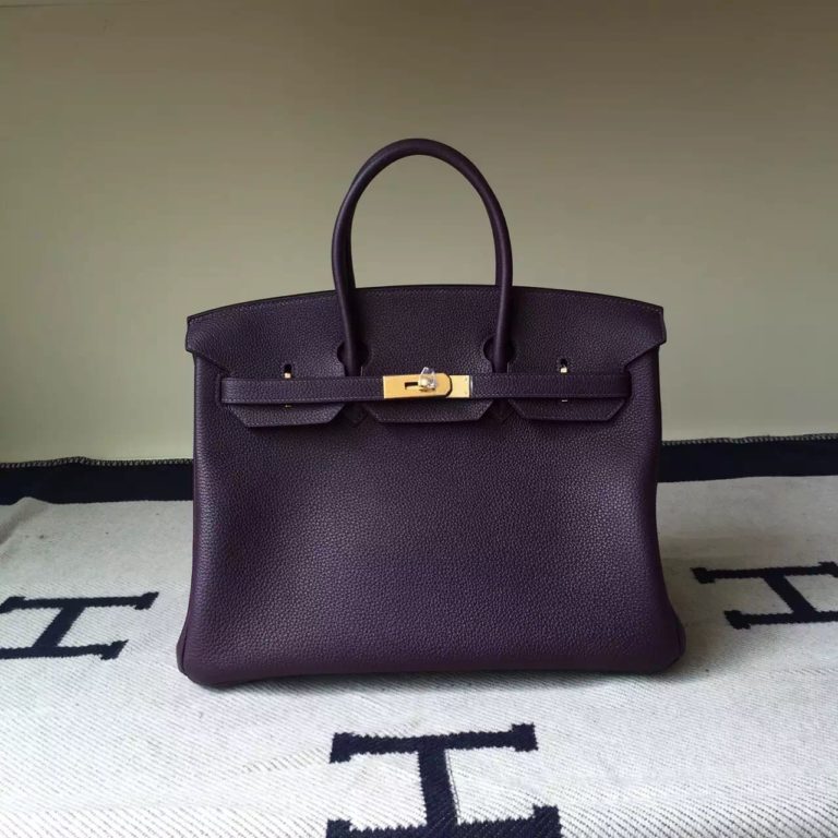 Hermes African Purple Togo Calfskin Leather Birkin 35cm