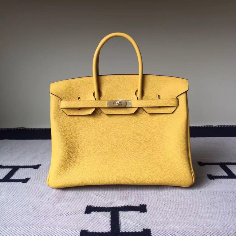 Hermes Togo Calfskin Birkin 35cm Bag in Fennel Yellow