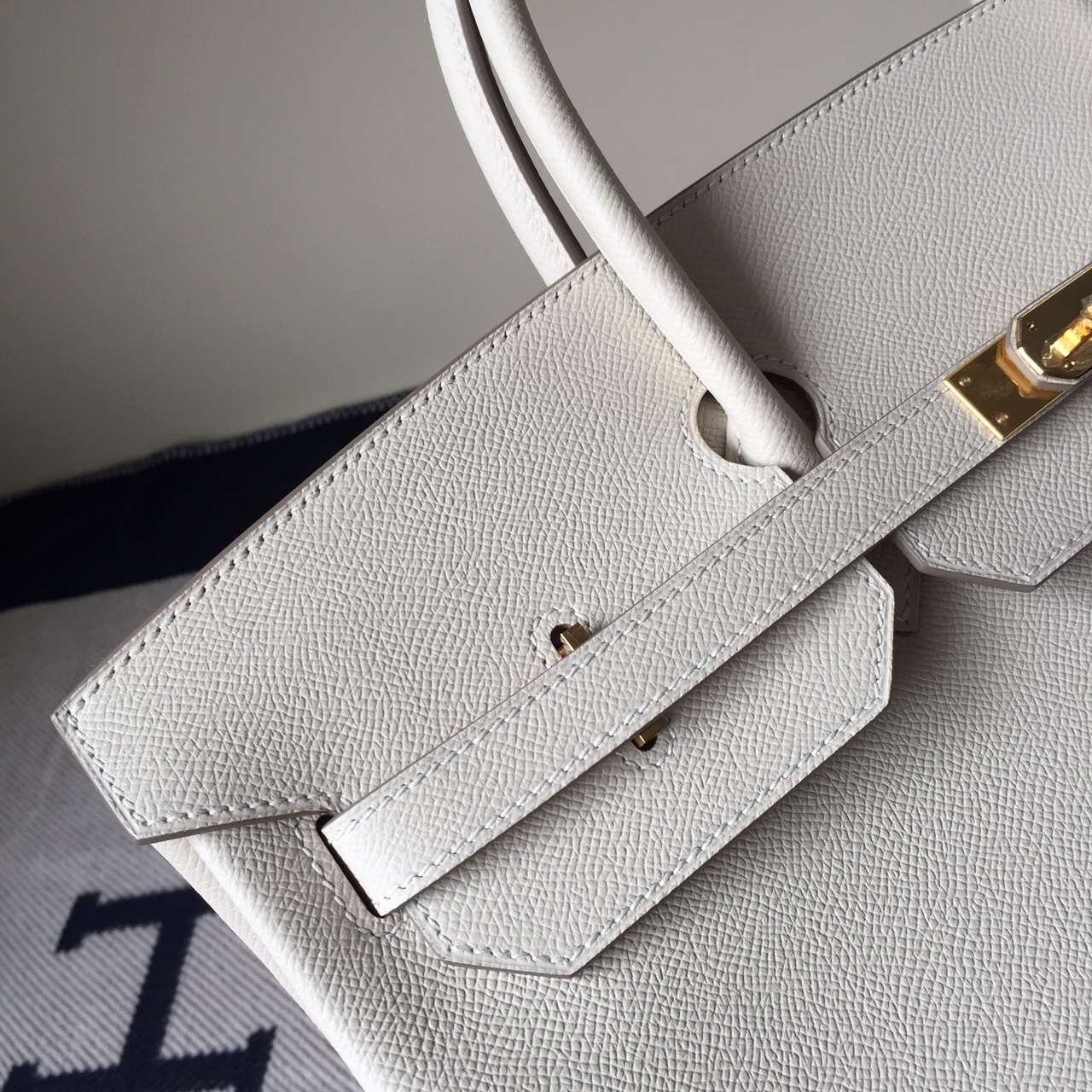 Noble Hermes Epsom Calfskin Leather Birkin35cm in ck10 Milk White