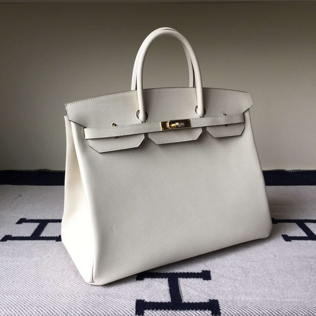 Noble Hermes Epsom Calfskin Leather Birkin35cm in ck10 Milk White