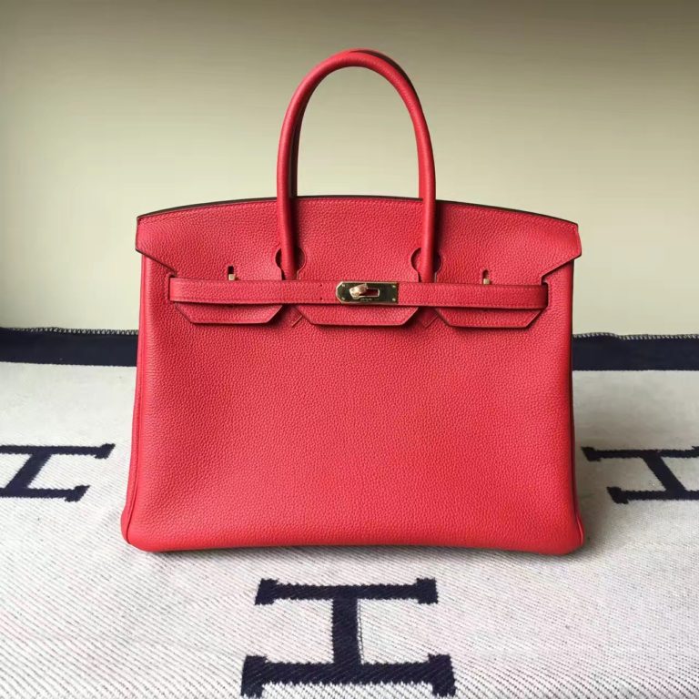 On Hermes Q5 Rouge Casaque Togo Calf  Leather Birkin Bag  35cm