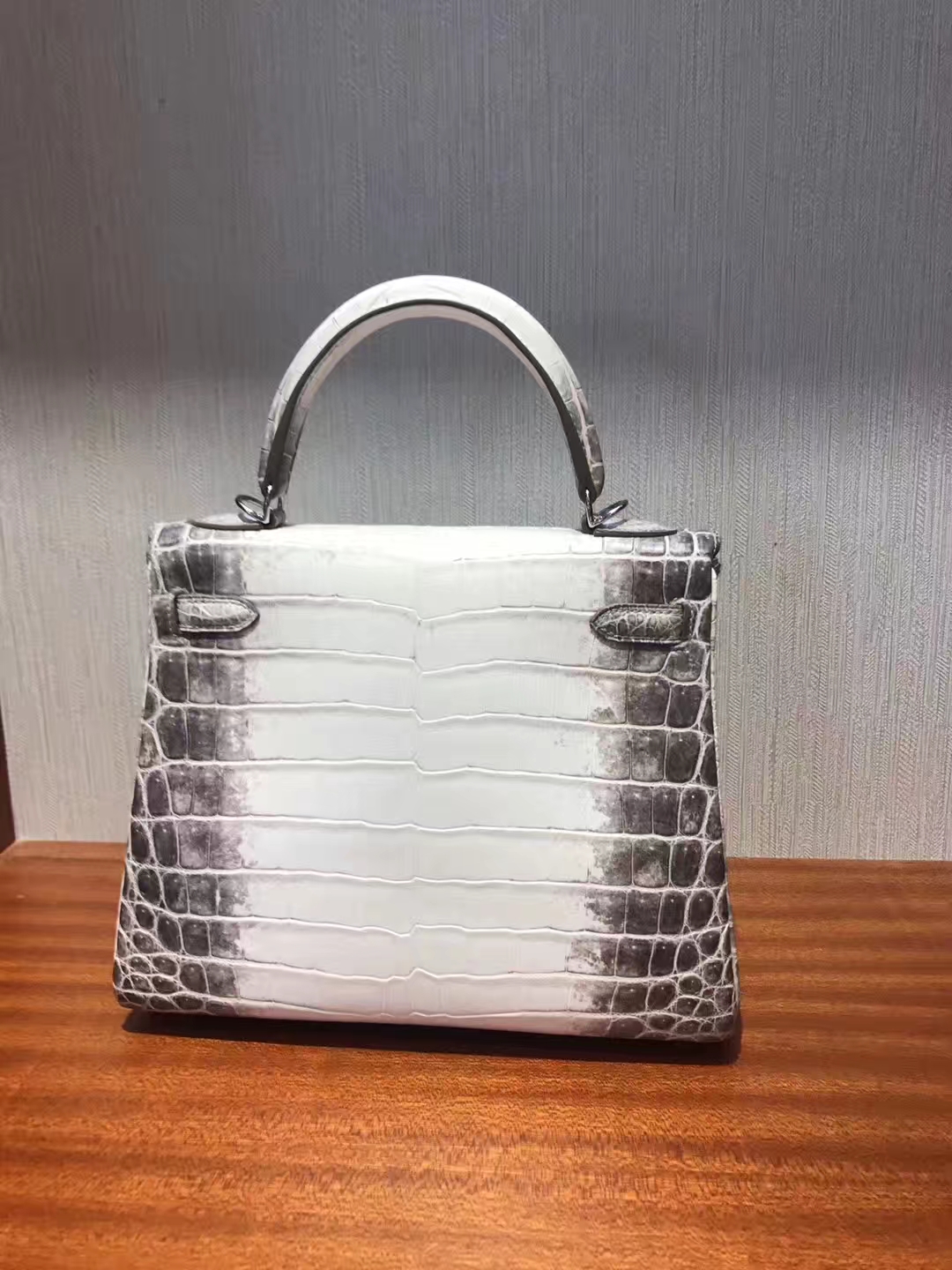 Wholesale Hermes Himalaya Crocodile Leather Kelly25CM Bag Silver Hardware