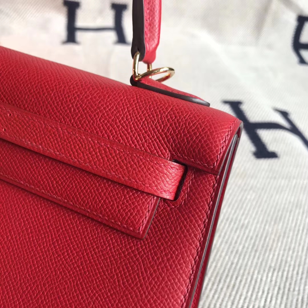 New Pretty Hermes Q5 Rouge Casaque Epsom Calfskin Kelly25CM Bag Gold Hardware