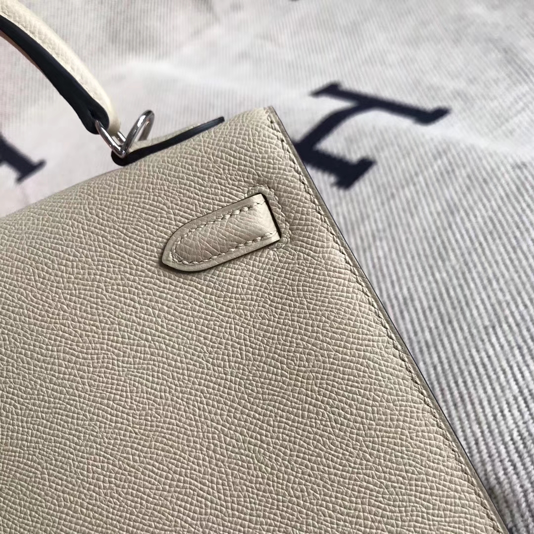 New Arrival Hermes S2 Trench Grey Epsom Calfskin Kelly Bag25CM Silver Hardware