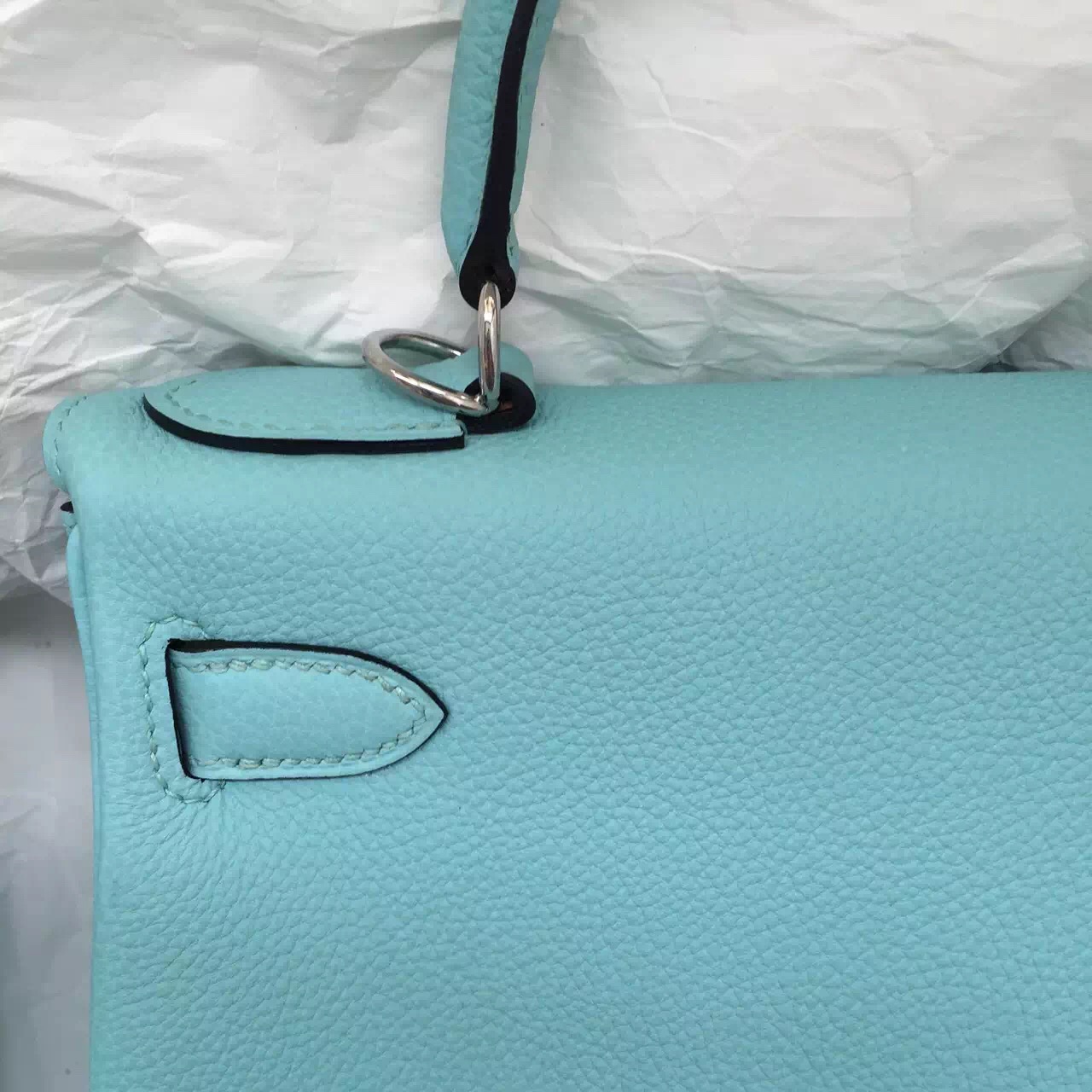 Discount Hermes Kelly Bag 28CM Retourne 3P Lagon Blue Togo Leather Women&#8217;s Tote Bag